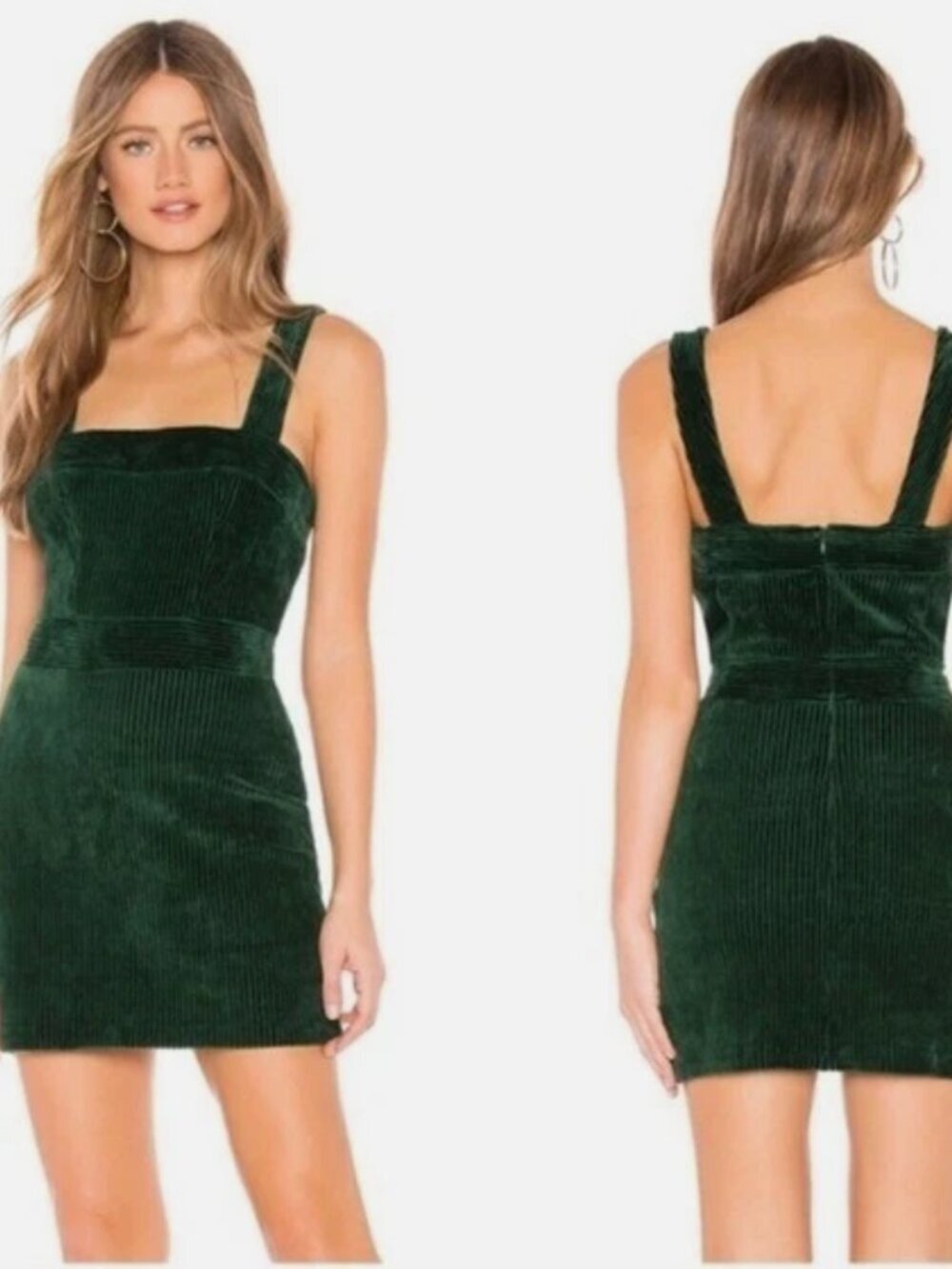 Amanda Uprichard Corduroy Jumper Dress Tank Sleeveless Ribbed Lined Green Medium